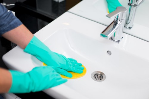 Cleaning team performing deep cleaning in a commercial space