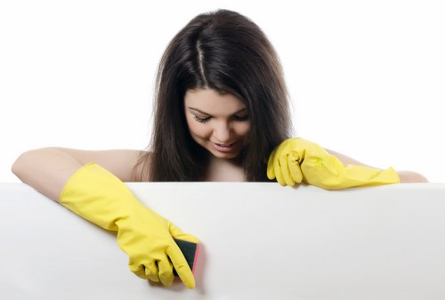 Eco-friendly cleaning solutions being applied to a building exterior